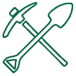 pick shovel green outline 108px