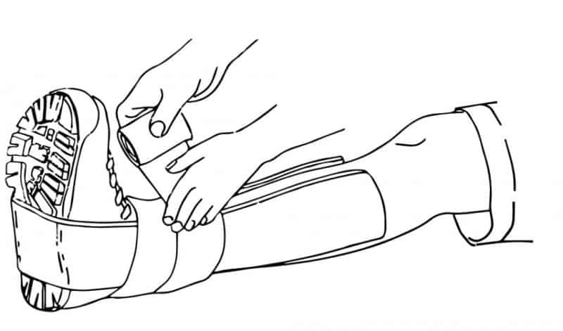 diagram drawing showing how to splint and wrap a sprained ankle.