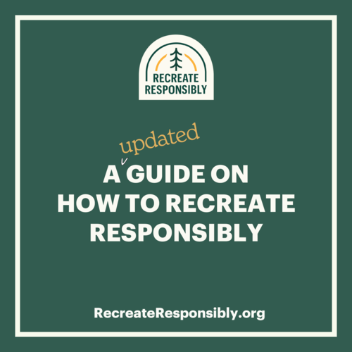 Cream text on forest green background: Recreate Responsibly, a (updated) guide on how to recreate responsibly