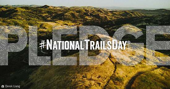 National Trails Day® 2022 Pledge grassy trail aerial sunset