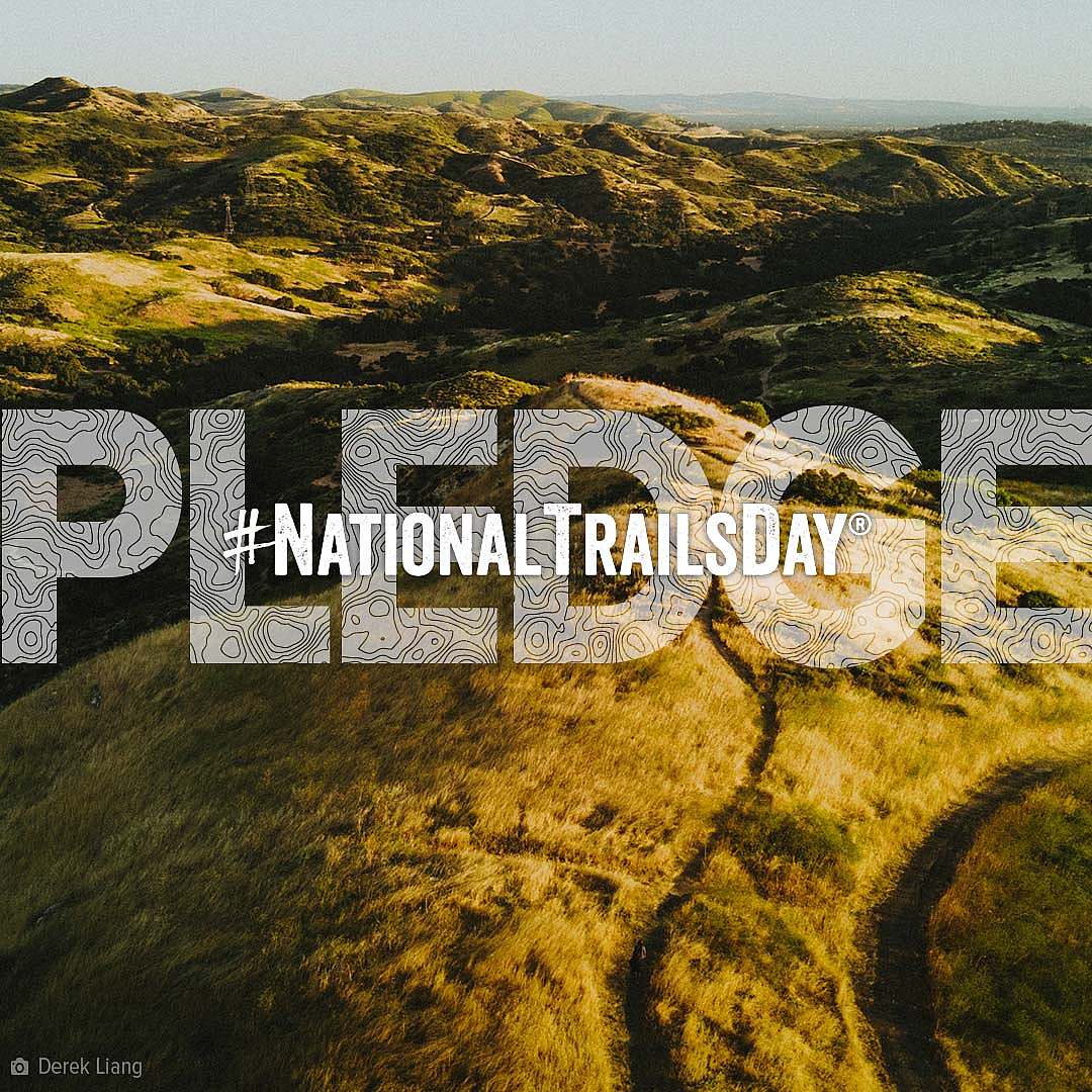 National Trails Day® 2022 Pledge grassy trail aerial sunset